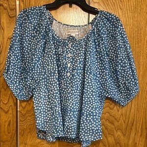 Emerson Fry Blue and White Polka Dot Blouse
